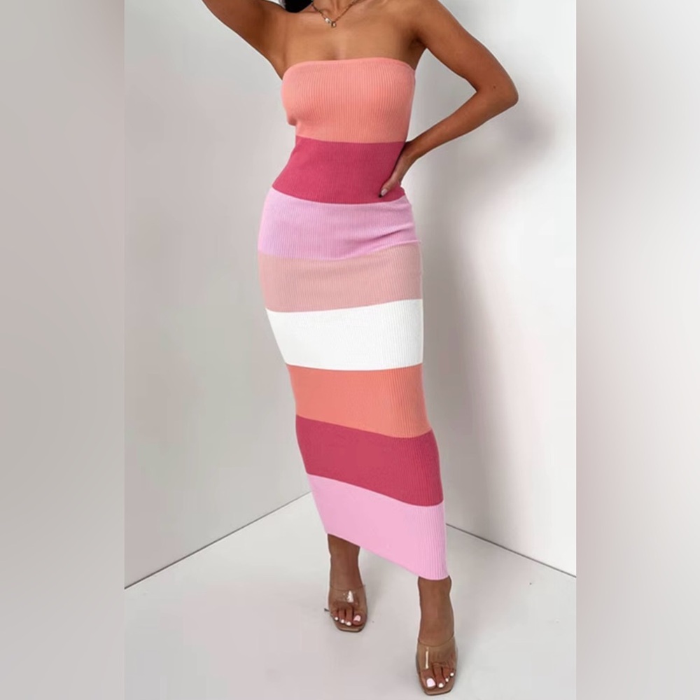 Striped Pink and White Women's Skirt
